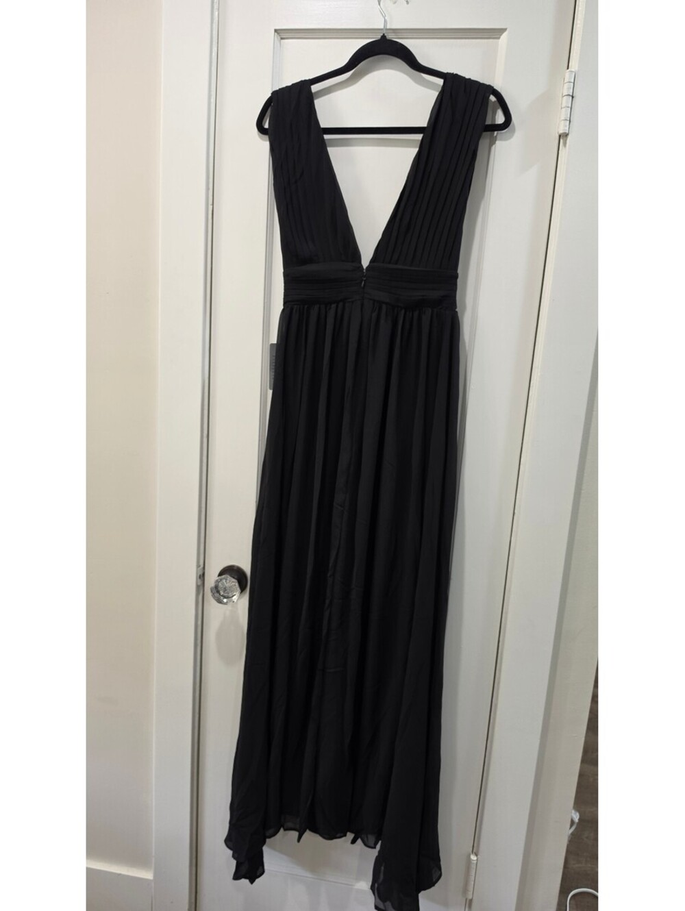 Love By Design Athena Black Plunge Maxi Dress with High Side Slit Size Small